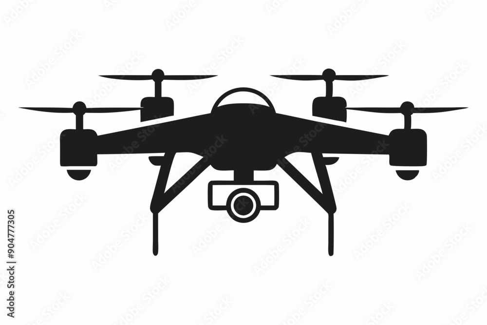 Drone silhouette vector, drone camera icon silhouette vector illustration Drone silhouette vector, drone camera icon silhouette vector illustration
