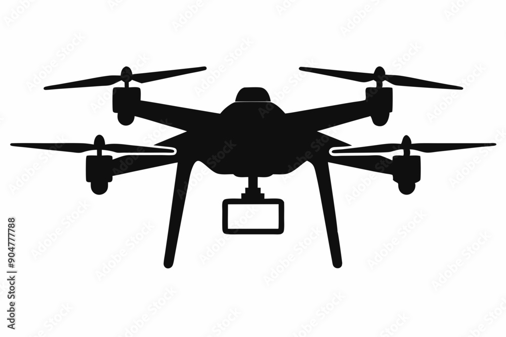 Drone silhouette vector, drone camera icon silhouette vector illustration Drone silhouette vector, drone camera icon silhouette vector illustration
