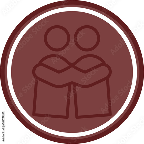 Hug Vector Line Double Circle Maroon