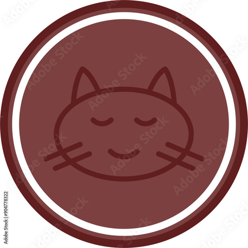 Cozy Vector Line Double Circle Maroon