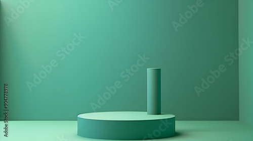 Wallpaper Mural 3d green podium for product presentation background,generative ai Torontodigital.ca