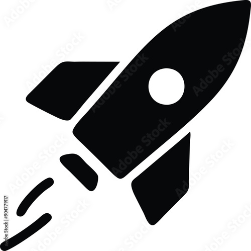 black and white logo icon of a retro rocket