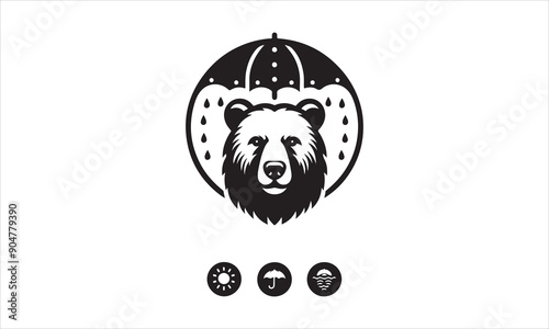 Bear Icon Vector illustration White Background-Bear Icon Vector Files for Cutting, Handmade calligraphy vector illustration, Black and white graphic illustration isolated on white background Hand writ