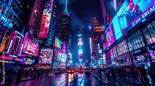 Wallpaper Mural Vibrant Times Square Night Scene Torontodigital.ca