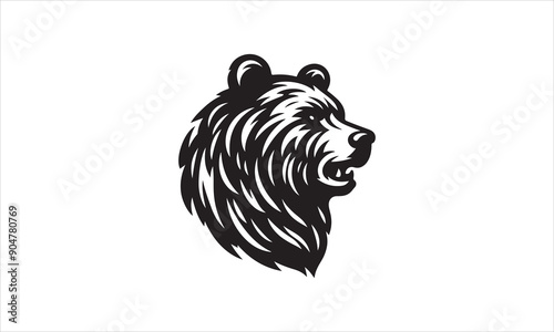 Bear Icon Vector illustration White Background-Bear Icon Vector Files for Cutting, Handmade calligraphy vector illustration, Black and white graphic illustration isolated on white background Hand writ