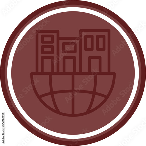 Urban Sprawl Vector Line Double Circle Maroon