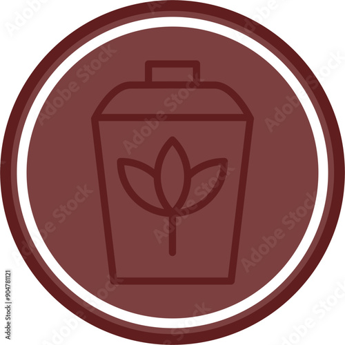 Compost Bin Vector Line Double Circle Maroon