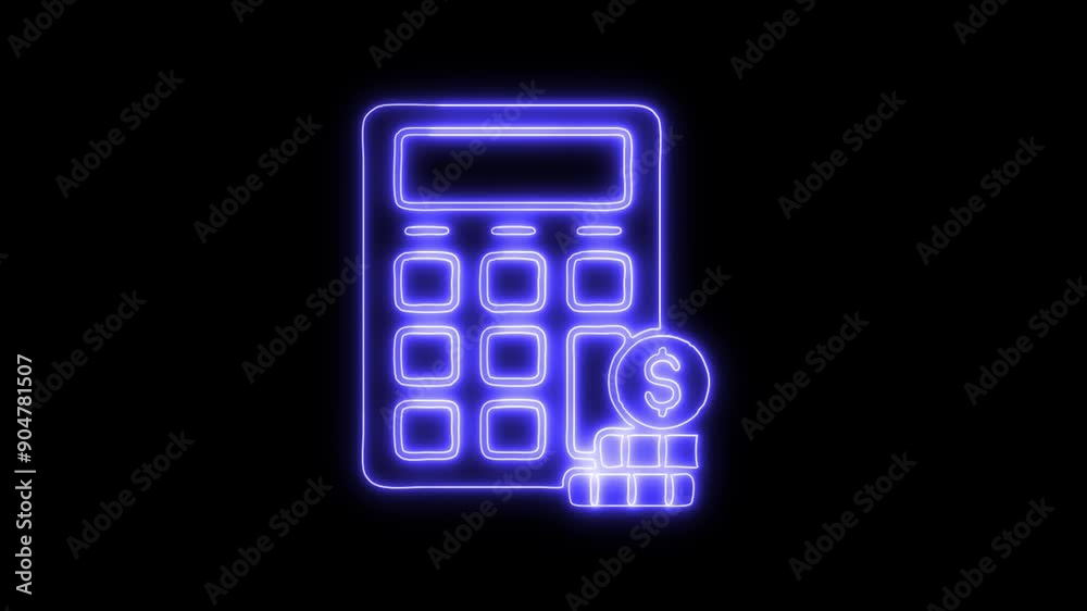 Calculation Neon Icon 4K Animated Linear Symbol Icon Video Background on Black Screen Calculation Neon Icon 4K Animated Linear Symbol Icon Video Background on Black Screen