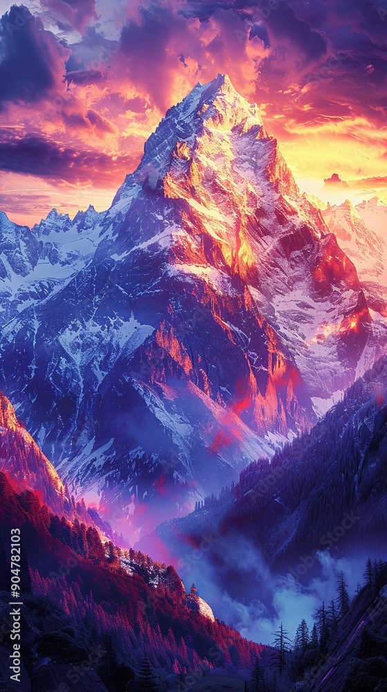Illustrate the power of resilience in a rugged mountain range scene at sunset, where the vibrant colors and dramatic lighting convey strength and determination in the face of challenges Illustrate the power of resilience in a rugged mountain range scene at sunset, where the vibrant colors and dramatic lighting convey strength and determination in the face of challenges