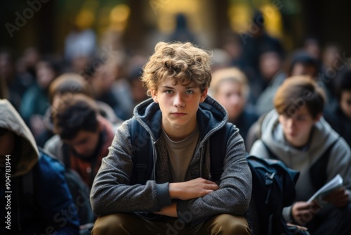 Teenager sitting in a classroom
