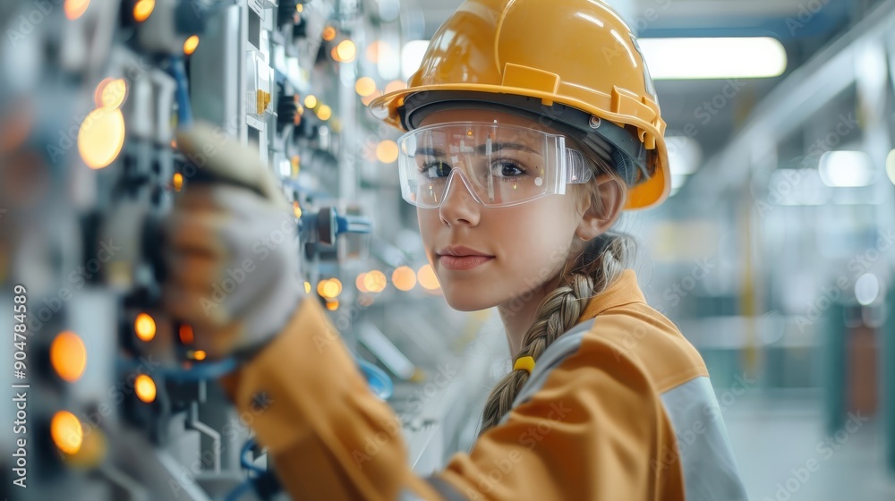 An electrician tightening a loose connection on a circuit breaker panel. An electrician tightening a loose connection on a circuit breaker panel.