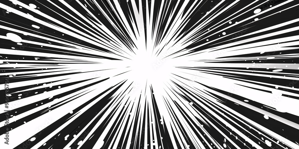 Naklejka premium Retro-style banner with manga-style comic effects and dynamic black lines for decoration.