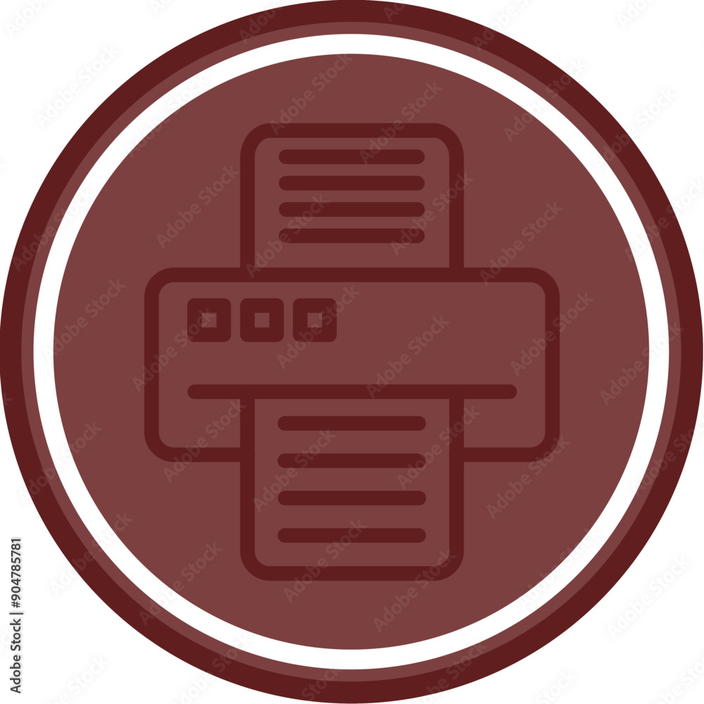 Printer Vector Line Double Circle Maroon Printer Vector Line Double Circle Maroon