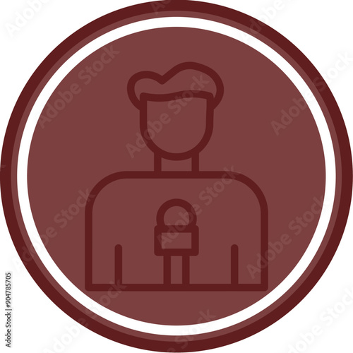 News reporter Vector Line Double Circle Maroon