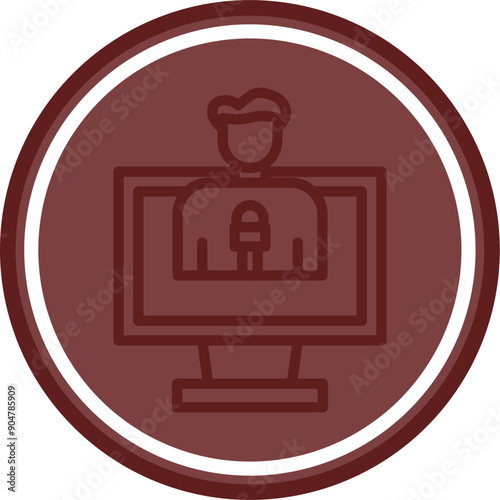 News Anchors Vector Line Double Circle Maroon