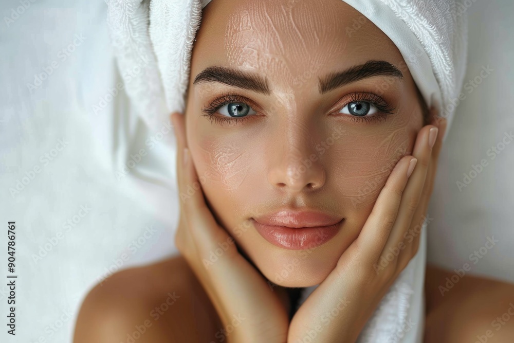 Woman applying face mask, spa treatment