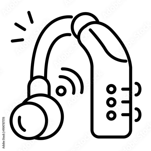 A linear style icon of hearing device 