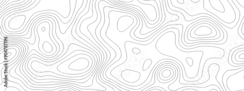 Topographic map background geographic line map with seamless ornament design. The black on white contours topography stylized height of the lines map.