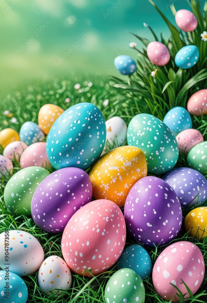 Colorful Easter Eggs in Grass Colorful Easter Eggs in Grass
