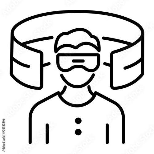Vr experience icon in line style