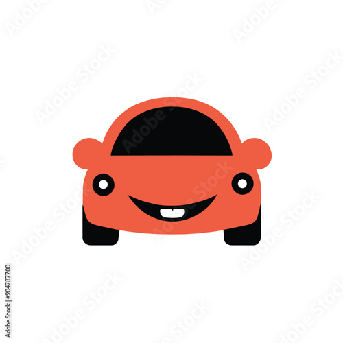 Cute car kawaii cartoon character on white background, vector illustration
