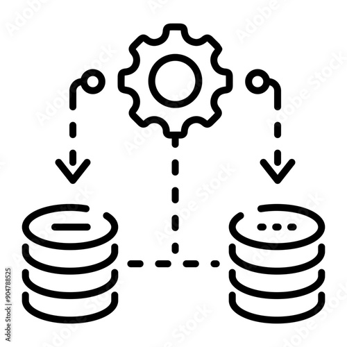 An outline style icon of data automation 