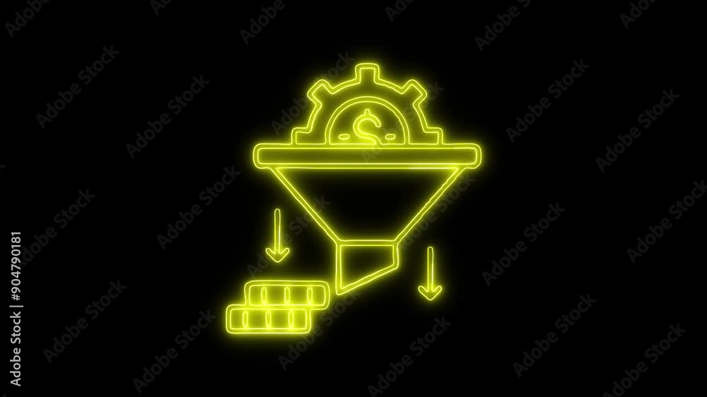 Sales Funnel Neon Icon 4K Animated Linear Symbol Icon Video Background on Black Screen Sales Funnel Neon Icon 4K Animated Linear Symbol Icon Video Background on Black Screen