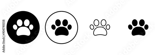 Paw icon set. paw print icon vector. dog or cat paw