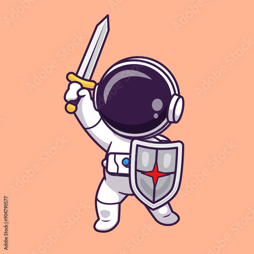 Cute Astronaut Warrior Holding Sword And Shield Cartoon
Vector Icon Illustration. Science Technology Icon Concept
IsolatedPremium Vector. Flat Cartoon Style