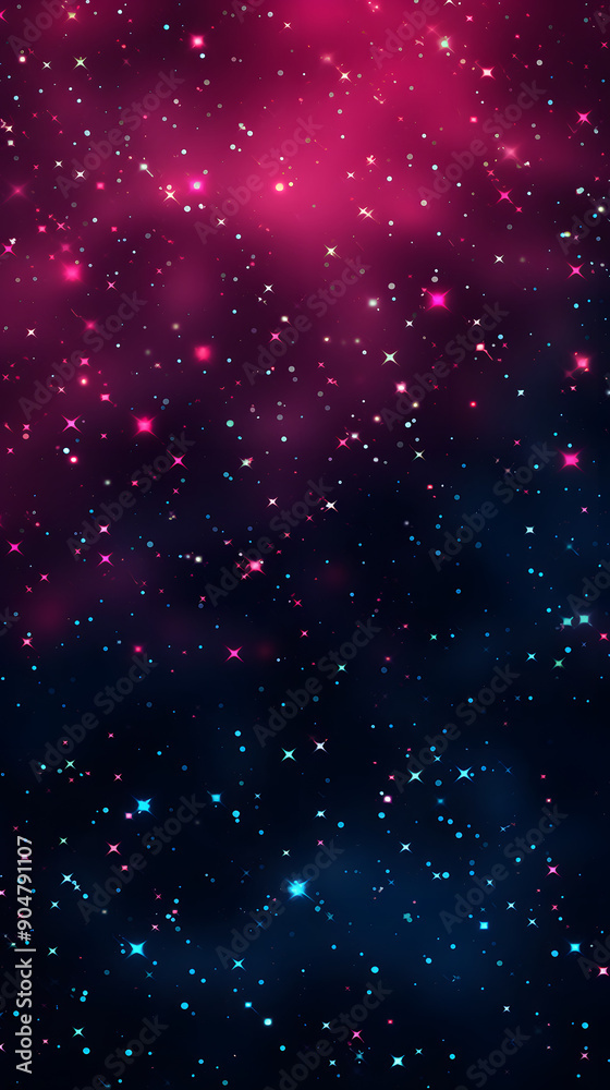 Obraz premium Digital fuchsia nebula starry sky abstract graphic poster background