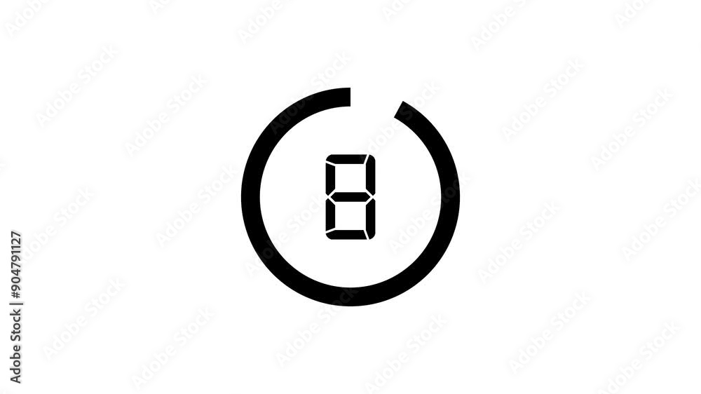 countdown circle animation 10 to 0 with white background. countdown circle animation 10 to 0 with white background.