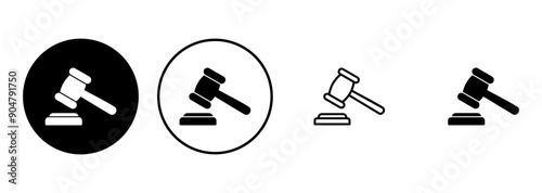 Gavel icon set. judge gavel icon vector. law icon vector. auction hammer