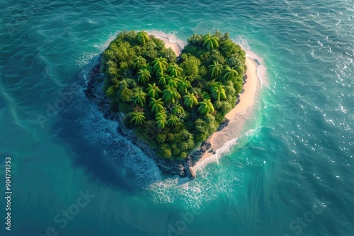 Heart-shaped island in the ocean
