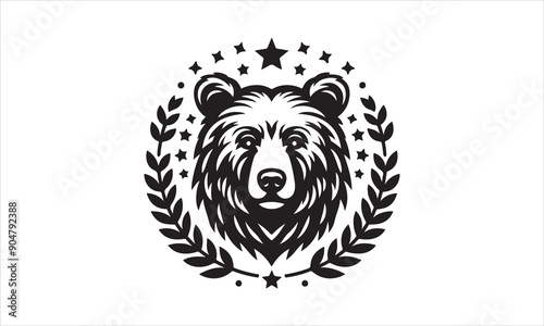 Bear Icon Vector illustration White Background-Bear Icon Vector Files for Cutting, Handmade calligraphy vector illustration, Black and white graphic illustration isolated on white background Hand wri