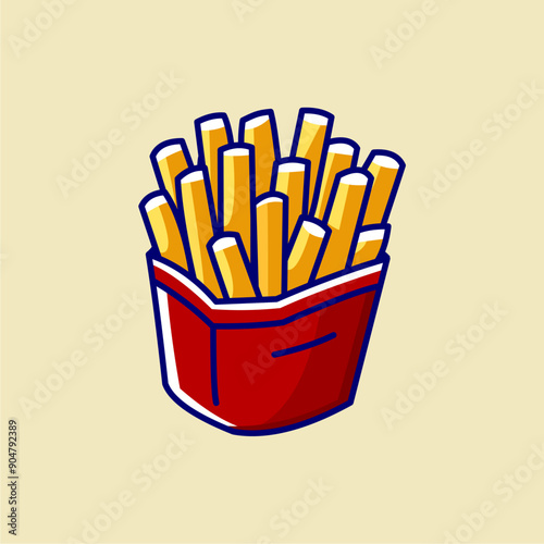 Illustration of a French fries icon in a simple cartoon style
