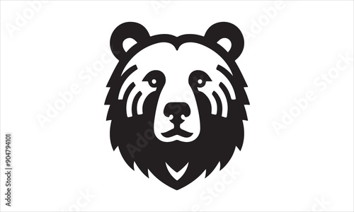 Bear Icon Vector illustration White Background-Bear Icon Vector Files for Cutting, Handmade calligraphy vector illustration, Black and white graphic illustration isolated on white background Hand wri