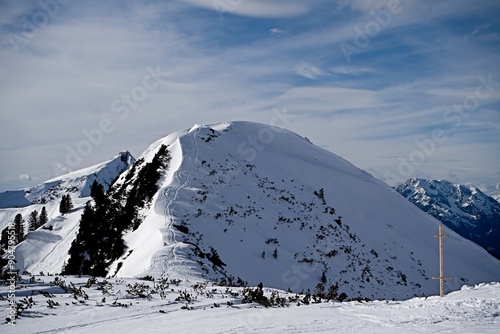 Winter Landscape with Snow-Covered Mountains