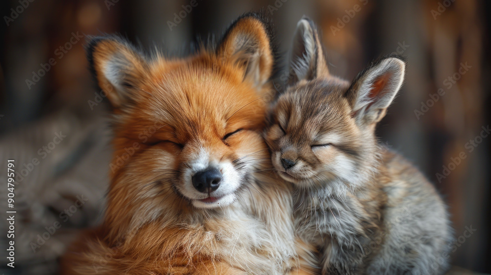 Red Fox Cubs Sleeping Together in Wildlife Photography Red Fox Cubs Sleeping Together in Wildlife Photography