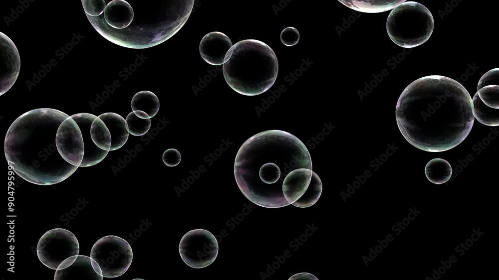 Soap bubbles rising on transparent background. Seamless looping animation. Soap bubbles rising on transparent background. Seamless looping animation.