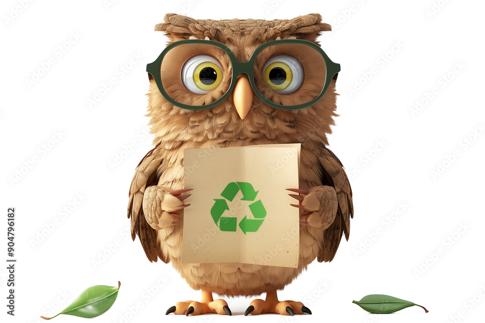 3d owl nature conservation holding recycled paper on transaparent png file 3d owl nature conservation holding recycled paper on transaparent png file