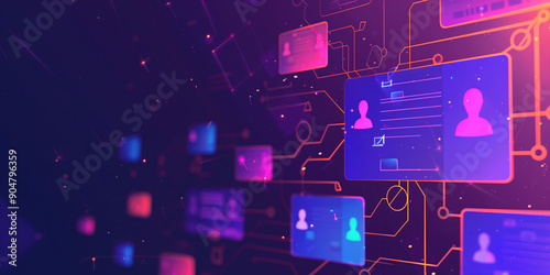 Modern Business Visualization with Virtual Meeting Icons Displayed on a Computer Screen Background