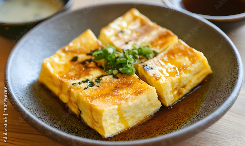 A tempting plate of tamagoyaki, Generative AI A tempting plate of tamagoyaki, Generative AI