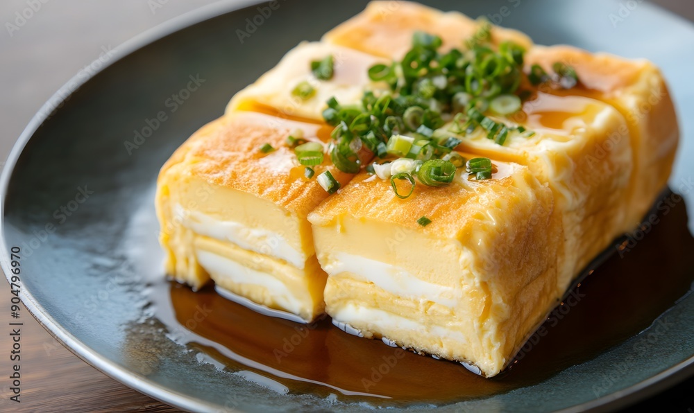 A tempting plate of tamagoyaki, Generative AI A tempting plate of tamagoyaki, Generative AI