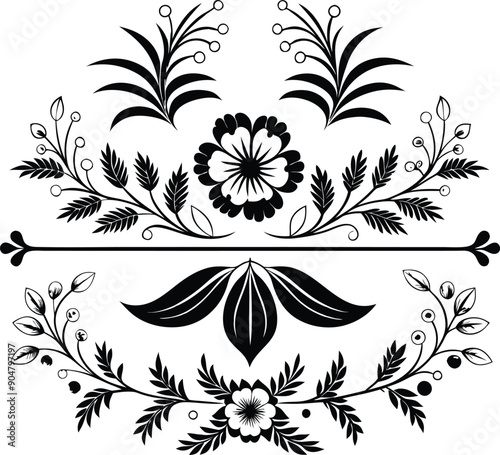 floral design elements vintage dividers outline 