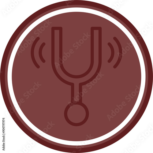 Tuning Fork Vector Line Double Circle Maroon