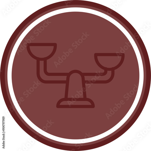 Unbalanced Vector Line Double Circle Maroon