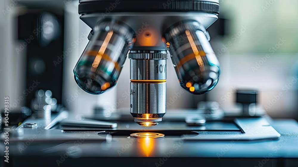 A microscope is focused on a small object A microscope is focused on a small object