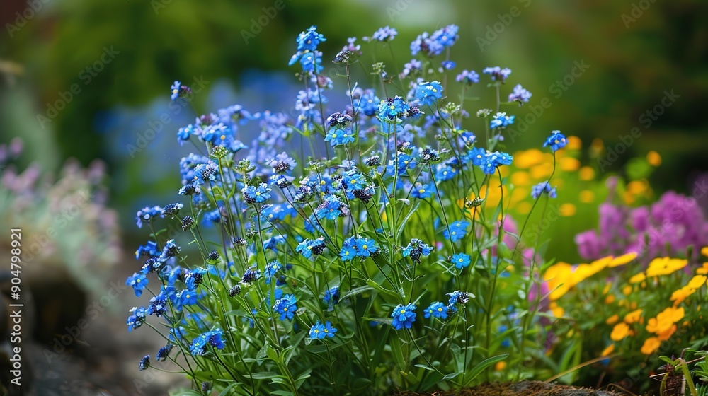 Bouquet of blue flowers blooming in the garden Bouquet of blue flowers blooming in the garden