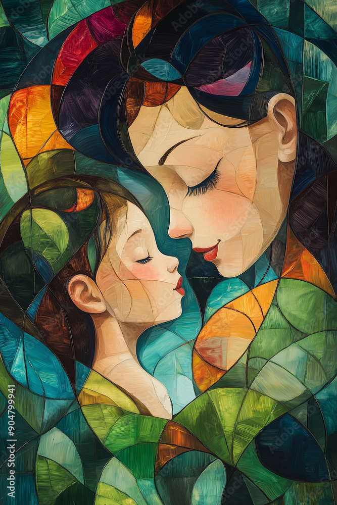 Mother Loves Child Abstract Art Painting