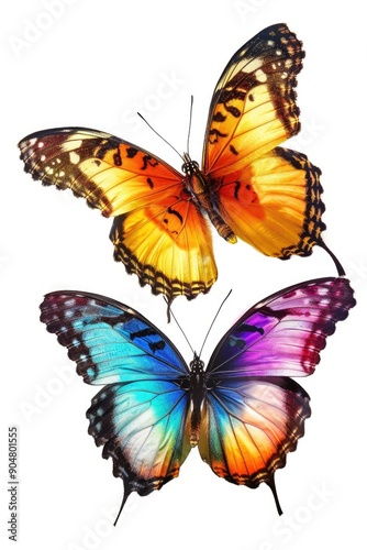 Colorful Butterflies on White Background